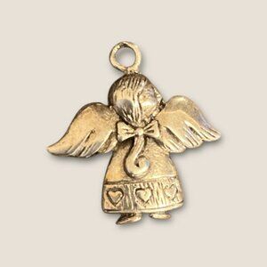 Vintage Sterling Silver Angel Pendant Or Bracelet Charm .75 x .75 Inches 2.4 Gra
